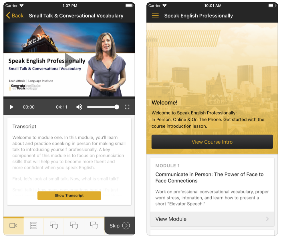 Speak English Professionally App from GTLI and C21U