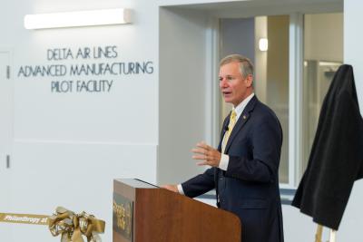 President Peterson Speaks at Delta Manufacturing Facility Ribbon Cutting