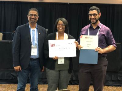 Rebecca Royster (center) and Nordine Sebkhi (right) pictured with Nitin Rai, chairman of the board of trustees with TiE Global