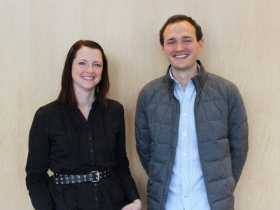 Shannon Barker, director of graduate training with Michael Nelson, a BME Ph.D. student.
