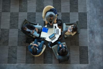 Students study in the round