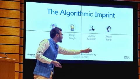 Georgia Tech Ph.D. Upol Ehsan presenting his work, The Algorithmic Imprint
