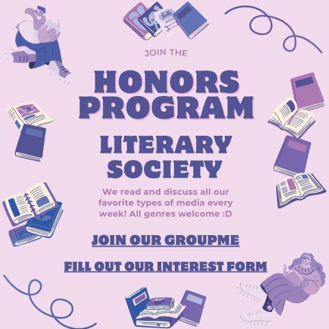 Flyer for the Honors Program Literary Society