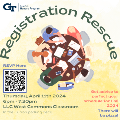A flyer for the HP registration rescue advising event on April 11th, 2024.