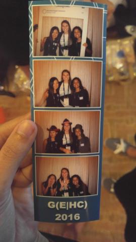 ECE students Delgermaa Nergui, Caitlyn Caggia, and Lakshmi Raju photo booth images.