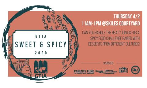 Flyer for the International Ambassadors' event Sweet & Spicy on April 2, 2020 at 11 a.m.