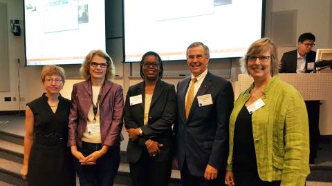 Atlanta Conference Organizers (l to r) Professors Valerie Thomas, Diana Hicks, and Julia Melkers with AAAS CEO Rush Holt