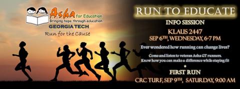Asha GT: Run to Educate Info Session Flyer