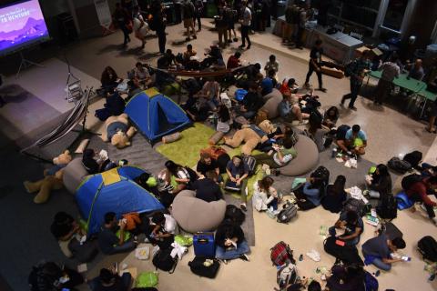 HackGT is a weekend innovation event held at Georgia Tech. Students camped out in the floor of Klaus to take part. 