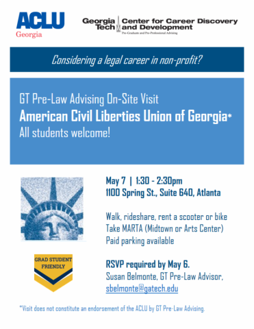 Flyer for a visit by the American Civil Liberties Union of Georgia.