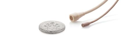 B3 and B6 lavalier microphones with a dime for size comparison.