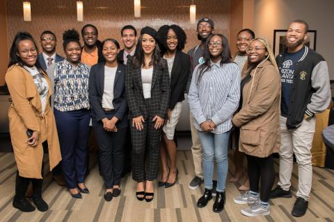 Black History Month Lecture Keynote Speaker Angela Rye with the AASU Executive Board 