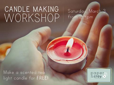 Paper and Clay Candle Making Class on 3/3!