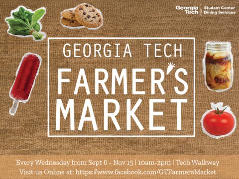 The Georgia Tech Farmer's Market is back for fall! Join us every Wednesday from 10am-2pm on Tech Walkway.