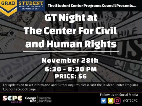 SCPC Presents GT Night at the Center for Civil and Human Rights on 11/28!