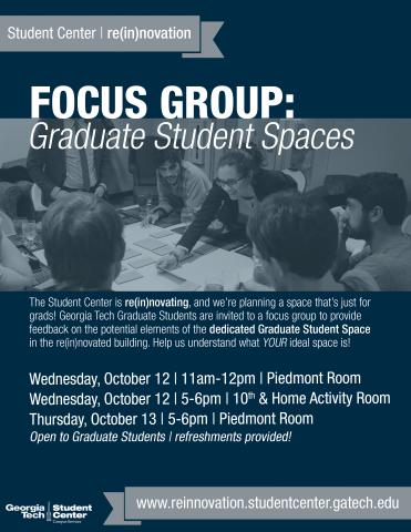Information regarding Graduate Student Focus Groups on the re(in)novation project.