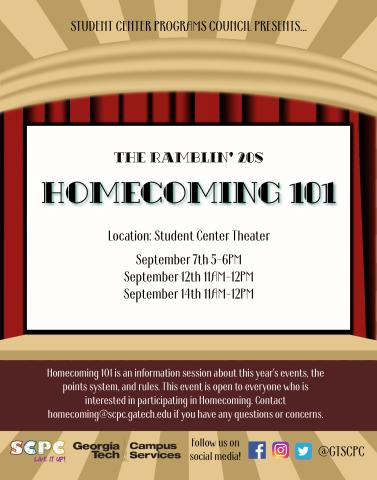 GT Homecoming 101 sessions on 9/7,9/12 & 9/14!