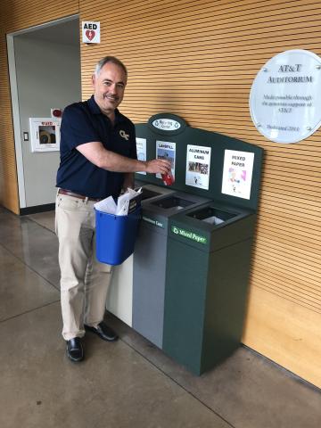 President Cabrera Sorts Recycling in Clough Commons