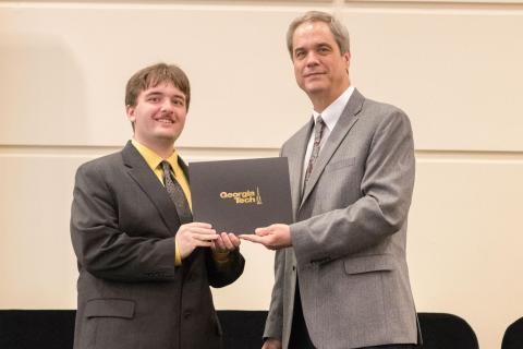 Jered Tupik (left) with College of Engineering Associate Dean Douglas Williams