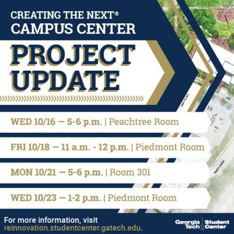 Flyer for Campus Center Project Update in October 2019