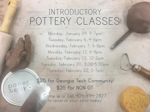 Paper and Clay Intro to Pottery Classes in February!