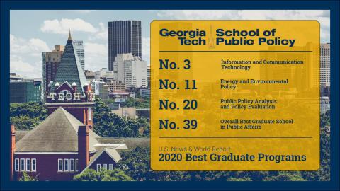 A graphic showing the U.S. News and World Report rankings for Georgia Tech's School of Public Policy