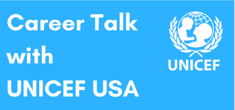 Advertisement for UNICEF career talk on 11/14