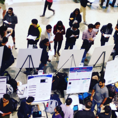Student poster session seen from above