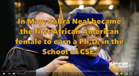 Screen grab of SaBra Neal graduating