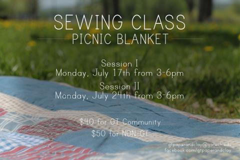 Paper and Clay Picnic Blanket Sewing Class Two Sessions in July.
