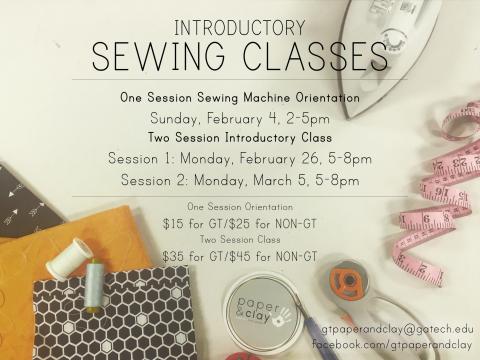 Paper and Clay Sewing Classes in February!