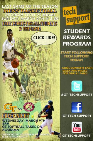 GT Tech Support bball game March 6