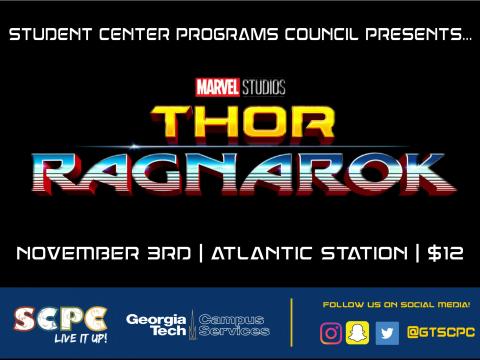 SCPC Presents: Thor Ragnarok at Atlantic Station 18 on November 3rd!
