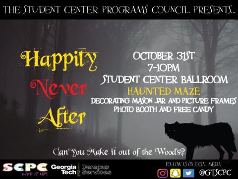The Student Center Programs Council proudly presents our Halloween Haunted Maze on 10/31!