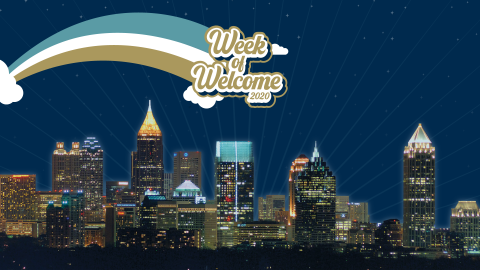 Image of Atlanta skyline with Week of Welcome text above.