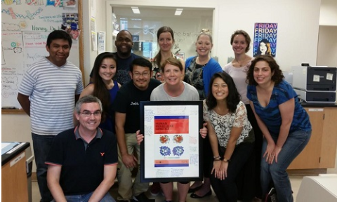 GIFT in the lab: (from left) Jose Amador, Dustin Huard, Elaine Nguyen, Casey Bethel, Swe-Htet Naing, Sibel Kalyoncu, Rebecca Donegan, Shannon Hill, Michelle Kwon, Athena Patterson-Orazem, and Raquel Lieberman.