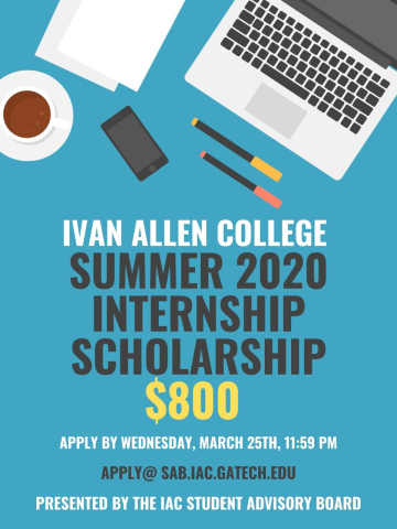Advertisement for summer scholarship for internships for Ivan Allen students