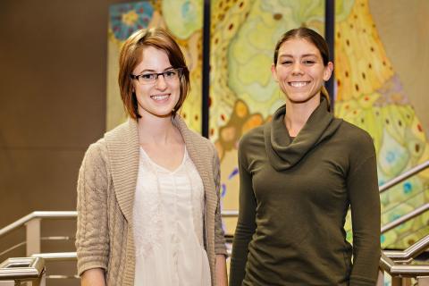 2014 Petit Undergraduate Research Scholar Kaitlin Ahlstedt with her mentor, Ashley Brown