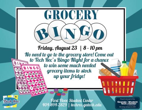 Flyer for Grocery themed Bingo night event