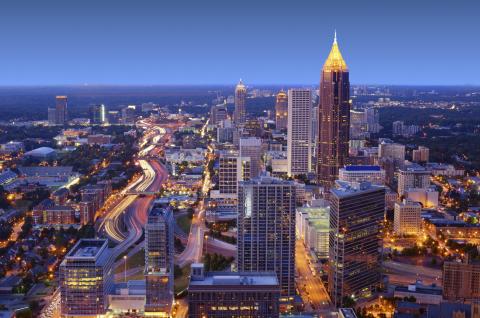 Aerial view of Midtown Atlanta and Georgia Tech 
