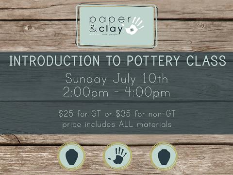 Paper & Clay presents: Intro to Pottery Class