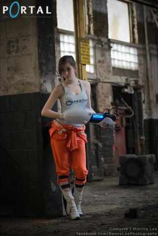 Monika Lee cosplays as Chell from Portal 2