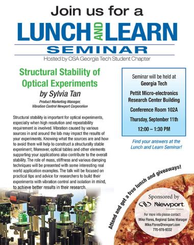 OSA Student Chapter Lunch & Learn 9/11/14