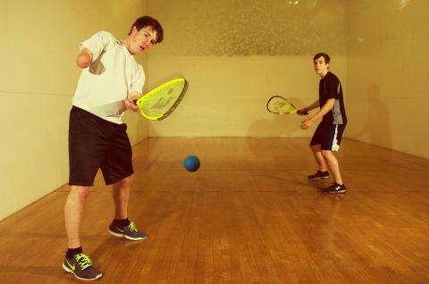 Two male racquetball players