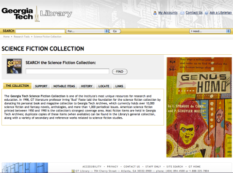 Georgia Tech Science Fiction Collection Web Site