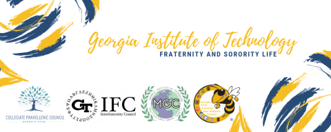The title for Georgia Tech Fraternity and Sorority Life with all four Greek letter councils' logos underneath.