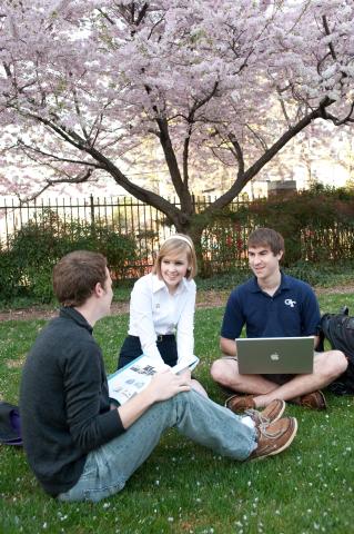 Student Studying on Tech Lawn