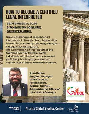 Informational session on How to Become a Certified Legal Interpreter.