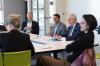Rockefeller Foundation President Rajiv Shah participates in a faculty roundtable discussion about combating climate change. 