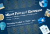 various academic icons surround the words "Minor Fair and Showcase"